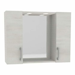 Specchiera bagno con 2 pensili e illuminazione led in finitura rovere bianco