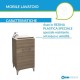 Mobile lavatoio a 1 anta 45x50 cm rovere fumo completo di asse lavaggio