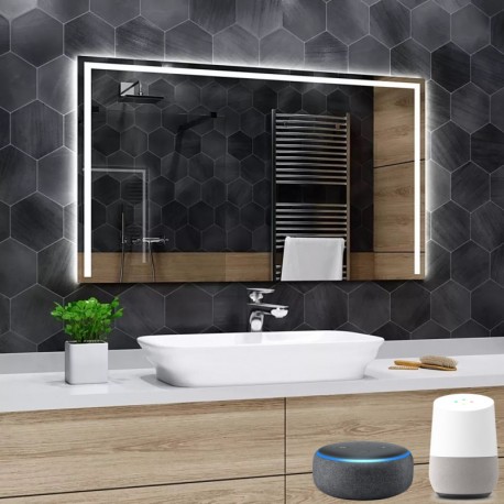 Su Misura Specchio Bagno Smart Filo Lucido Retroilluminante led ad accensione vocale tramite alexa o google assistant art.4421