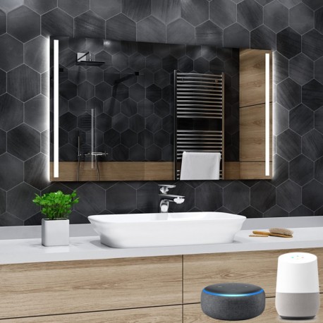 Su Misura Specchio Bagno Smart Filo Lucido Retroilluminante led ad accensione vocale tramite alexa o google assistant art.4422