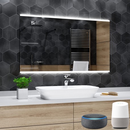 Su Misura Specchio Bagno Smart Filo Lucido Retroilluminante led ad accensione vocale tramite alexa o google assistant art.4423