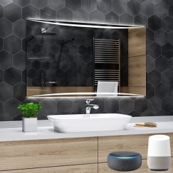 Su Misura Specchio Bagno Smart Filo Lucido Retroilluminante led ad accensione vocale tramite alexa o google assistant art.4424