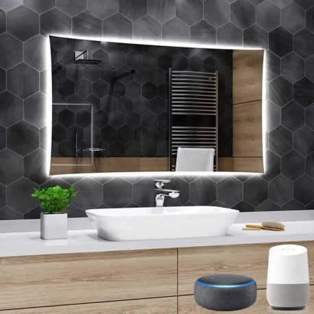 Su Misura Specchio Bagno Smart Filo Lucido Retroilluminante led ad accensione vocale tramite alexa o google assistant art.4426