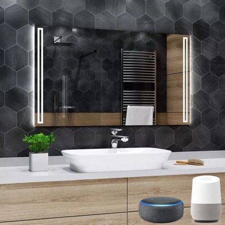 Su Misura Specchio Bagno Smart Filo Lucido Retroilluminante led ad accensione vocale tramite alexa o google assistant art.4427