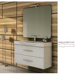 Mobile da Bagno Sospeso 85 cm New York Frassino Bianco con Lavabo e Specchiera 