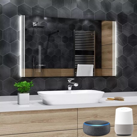 Su Misura Specchio Bagno Smart Filo Lucido Retroilluminante led ad accensione vocale tramite alexa o google assistant art.4431