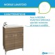 Mobile lavatoio Larghezza 60 x Profondità 50 cm rovere fumo completo di asse lavaggio + Specchiera contenitore a 2 ante