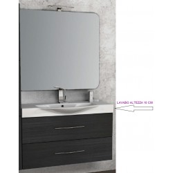 Mobile da Bagno Sospeso 85 cm New York Grigio Scuro Venato con Lavabo e Specchiera 