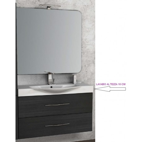 Mobile da Bagno Sospeso 85 cm Grigio Scuro Venato con Lavabo e Specchiera 