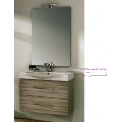 Mobile da Bagno Sospeso 85 cm New York  Larice con Lavabo e Specchiera 