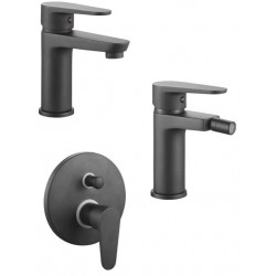 Miscelatori Lavabo + Bidet + Incasso Doccia con Deviatore serie Black in ottone nero opaco