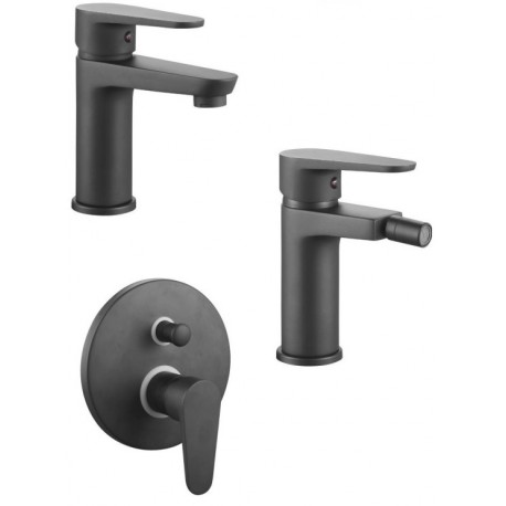 Miscelatori Lavabo + Bidet + Incasso Doccia con Deviatore serie Black in ottone nero opaco