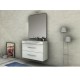 Mobile da Bagno Sospeso 105 cm Bianco Lucido con Lavabo e Specchiera 