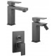 Miscelatori Lavabo + Bidet + Incasso Doccia con Deviatore serie Black Quadro in ottone nero opaco