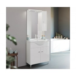 Mobile da bagno Gloria da 75 cm bianco con specchio ad illuminazione alogena