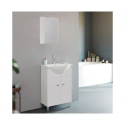 Mobile da bagno Gloria da 65 cm bianco con specchio ad illuminazione alogena