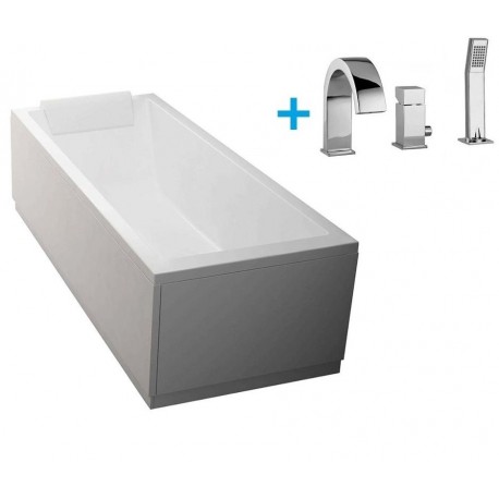 Vasca da bagno 70x170 cm con telaio e 2 pannelli modello calos 2.0 Marca Novellini + Batteria Miscelatore Level Paffoni Lec040cr