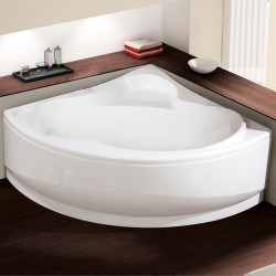 Vasca da bagno simmetrica semicircolare 135x135 cm con telaio + 1 pannello frontale modello una marca Novellini