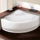 Vasca bagno semicircolare 135x135 cm con telaio e 1 pannello mod. una di Novellini + batteria miscelatore level paffoni lec040cr