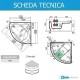 Vasca bagno semicircolare 135x135 cm con telaio e 1 pannello mod. una di Novellini + batteria miscelatore stick paffoni sk040cr