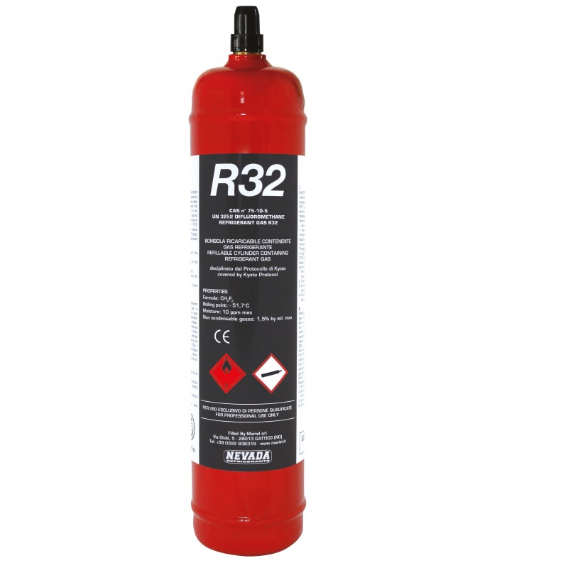 BOMBOLA RICARICABILE CONTENENTE GAS REFRIGERANTE R32. Misura 780 gr