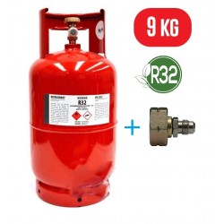 Bombola gas refrigerante ricarica per climatizzatori condizionatori R32 da 9 KG + raccordo per frusta 5/16