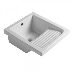 Lavatoio con strizzatoio in porcellana 45 x 53 cm in ceramica bianco lucido