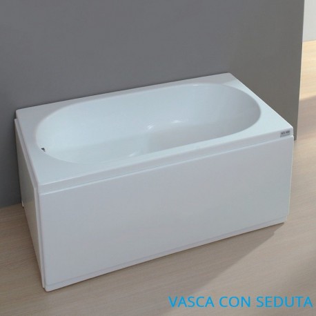 Su misura Vasca Pannellata con seduta 70 X 100-101-102-103-104-105 cm in Vetroresina con Colonna di Scarico Altezza 60 cm