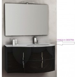 Mobile da Bagno Sospeso 104 cm Sting Nero Lucido con Lavabo e Specchiera 