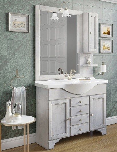 Mobile lavanderia 60x50 cm in ceramica bianco con kit scarico