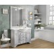 Mobile bagno 85 cm decapè bianco lavabo in ceramica e specchiera con applique e pensile