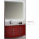 Mobile da Bagno Sospeso 104 cm Rosso Lucido con Lavabo e Specchiera 