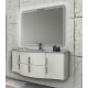 Mobile da Bagno Sospeso 138 cm Grigio con Lavabo e Specchiera 