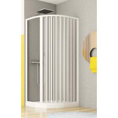 Box doccia in pvc semicircolare asimmetrico con anta a soffietto misura 70x90 cm modello Aurora