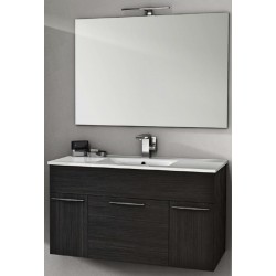 Mobile da Bagno Sospeso 100 cm Grigi Scuro con Lavabo e Specchiera 