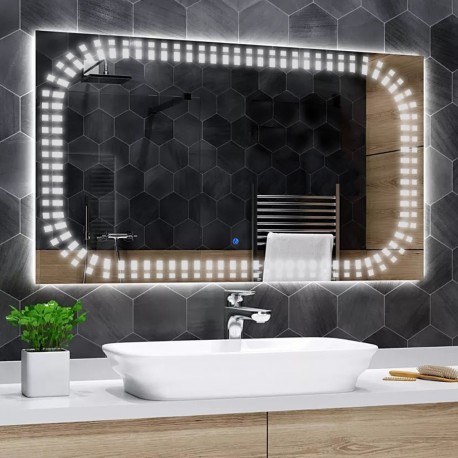 Su Misura Specchio da Bagno Filo Lucido Retroilluminante led 20W con pulsante touch integrato art. spe741