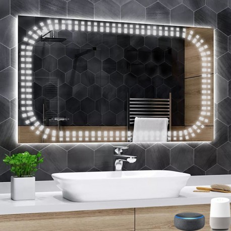 Su Misura Specchio Bagno Smart Filo Lucido Retroilluminante led ad accensione vocale tramite alexa o google assistant art.7421