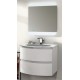 Mobile da Bagno Sospeso 70 cm Bianco Lucido con Lavabo in Vetro e Specchiera ad Accensione Touch