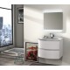 Mobile da Bagno Sospeso 70 cm Bianco Lucido con Lavabo in Vetro e Specchiera ad Accensione Touch