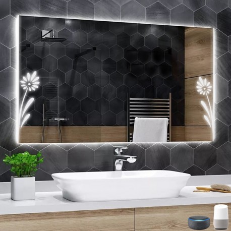 Su Misura Specchio Bagno Smart Filo Lucido Retroilluminante led ad accensione vocale tramite alexa o google assistant art.7428