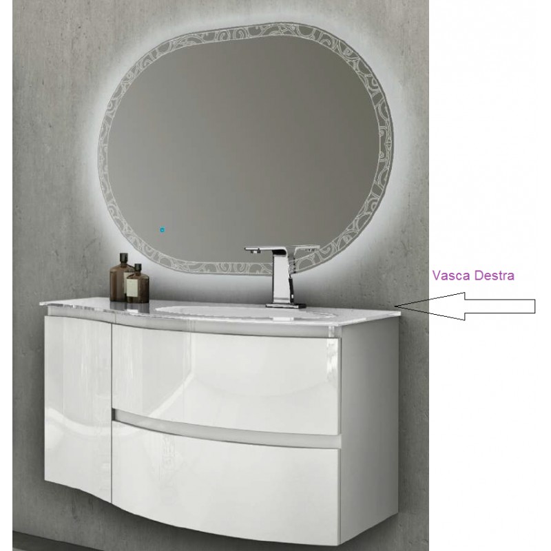 Baden haus mobile da bagno sospeso 104 cm vague bianco lucido Mobili sospesi da bagno