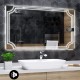 Specchio da Bagno con Angoli Squadrati Altoparlante Bluetooth + Orologio e Strisce Sabbiate Retroilluminante led 20W art. spe79