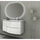 Mobile da Bagno Sospeso 104 cm Bianco Lucido con Lavabo in Vetro e Specchio Retroilluminato