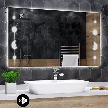 Specchio da Bagno Su Misura con Angoli Squadrati Altoparlante Bluetooth e  Disegno Sabbiato Retroilluminato led 20W art. spe101 - Vendita Online  ItaliaBoxDoccia