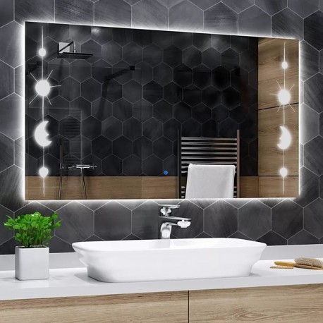 Su Misura Specchio da Bagno Filo Lucido Retroilluminante led 20W con pulsante touch integrato art. spe7