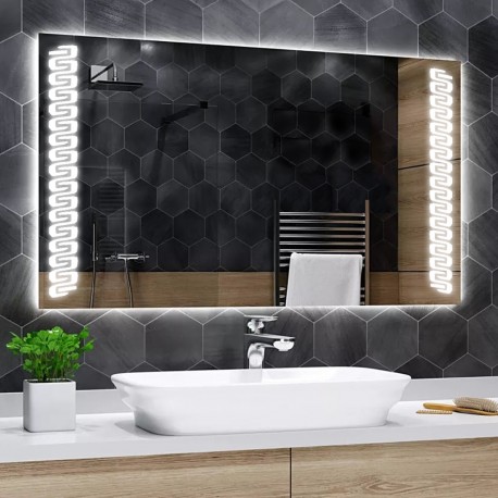 Specchio Bagno Su Misura Filo Lucido Retroilluminante led 20W con disegno sabbiato mod. Spe162