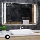 Specchio da Bagno Su Misura con Angoli Squadrati Altoparlante Bluetooth e Disegno Sabbiato Retroilluminato led 20W art. spe10