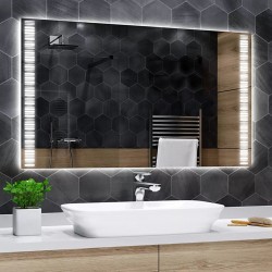 Specchio Bagno Su Misura Filo Lucido Retroilluminante led 20W con disegno sabbiato mod. Spe262