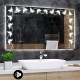 Specchio da Bagno Su Misura con Angoli Squadrati Altoparlante Bluetooth e Disegno Sabbiato Retroilluminato led 20W art. spe710