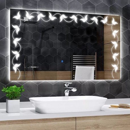 Su Misura Specchio da Bagno Filo Lucido Retroilluminante led 20W con pulsante touch integrato art. spe827